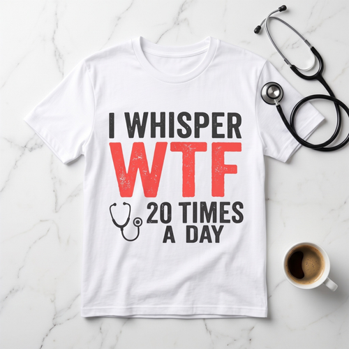 Funny Nurse T-Shirt — I Whisper WTF 20 Times A Day