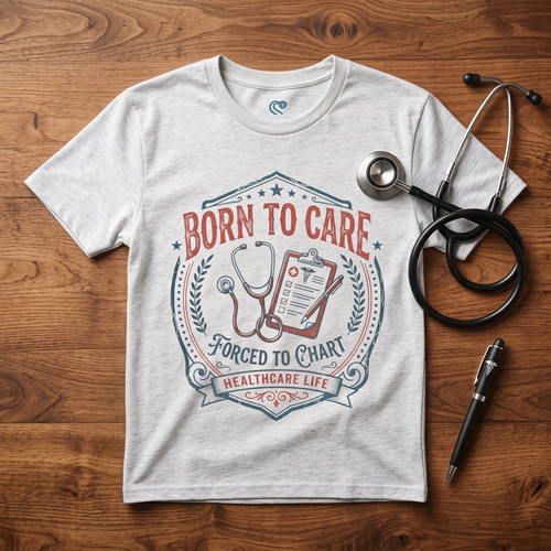 Born To Care Forced To Chart T-Shirt — Nurse Life Tee
